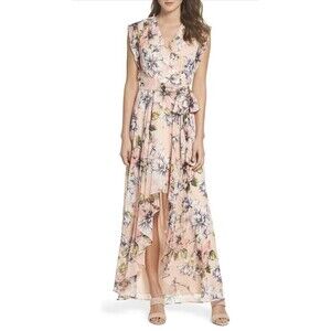 Eliza J Floral Ruffle High Low Maxi Dress